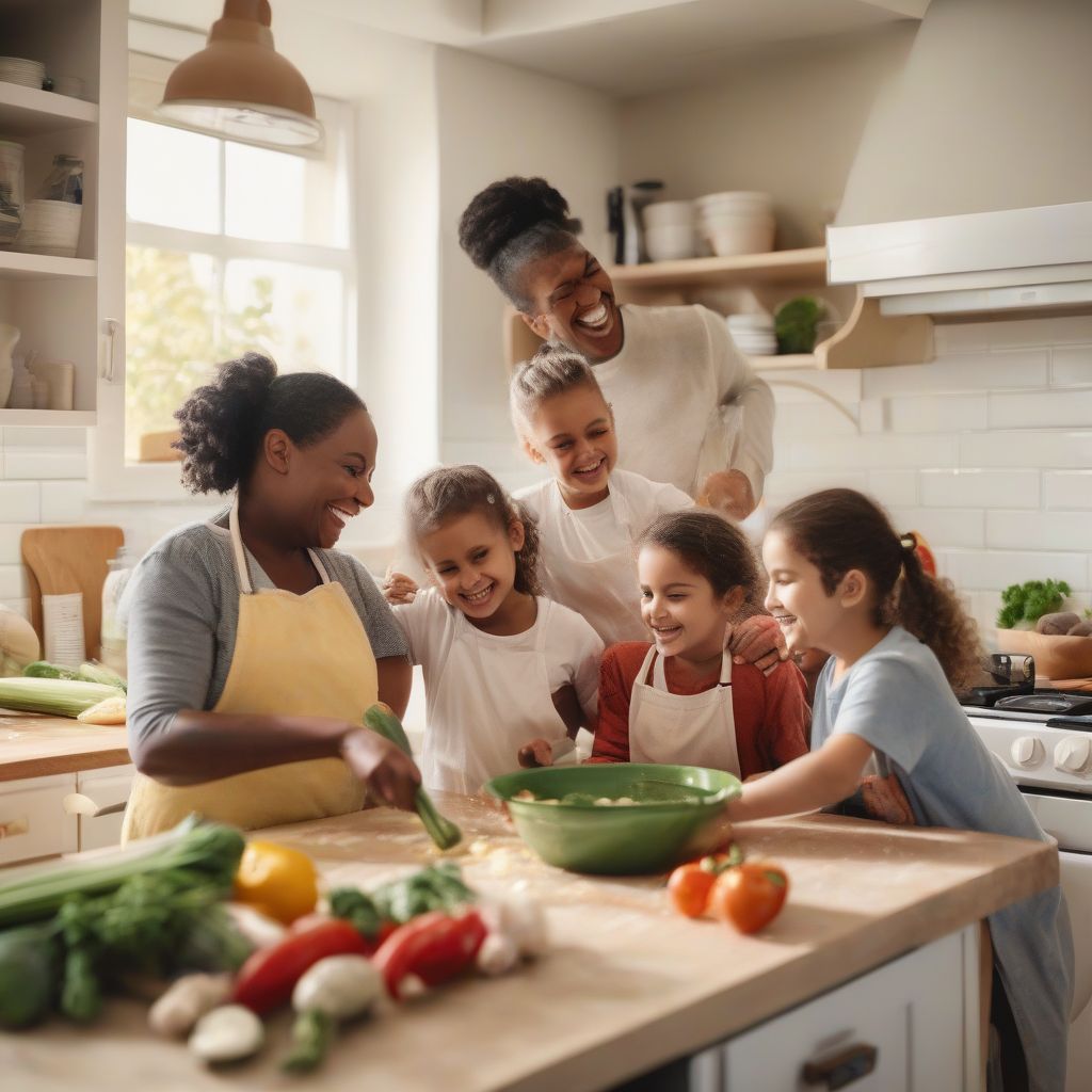 Family Cooking Together in the Kitchen