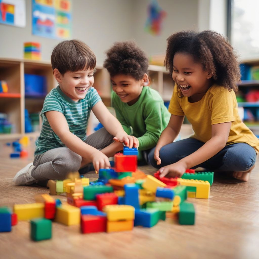 Children Playing with Blocks